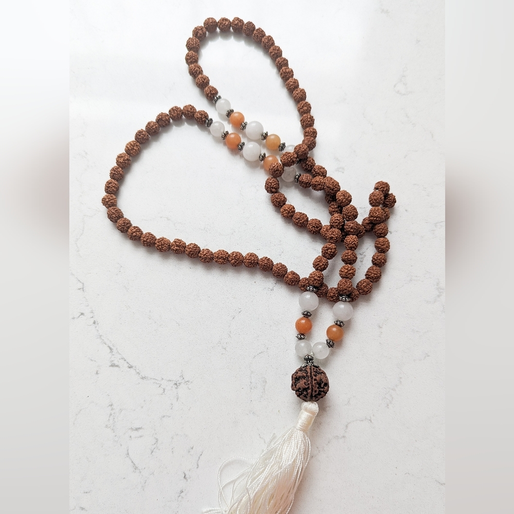 Rudraksha orange aventurine mala